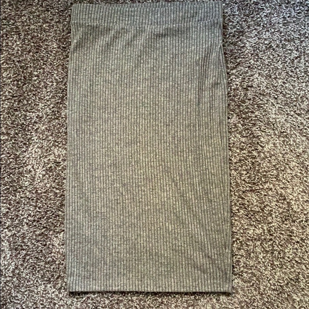 Grey Striped Midi Skirt
